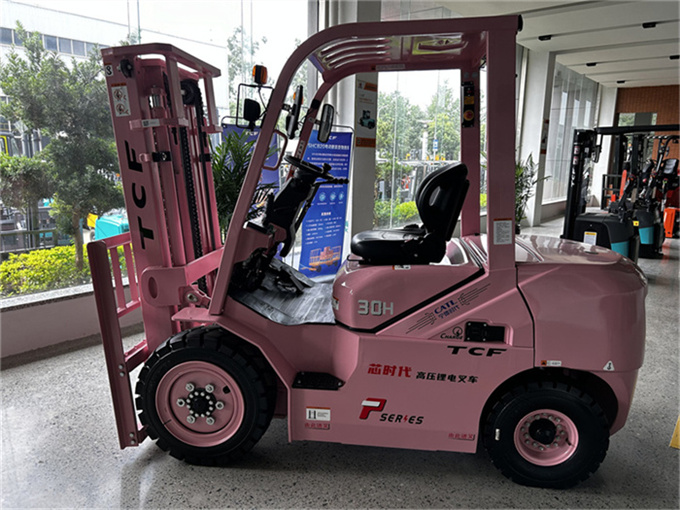 3ton pink high voltage lithium battery electric forklift