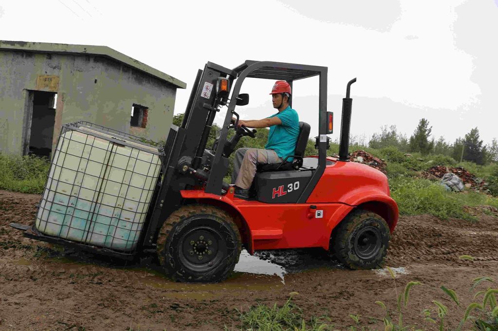 Rough terrain forklift in use on customer farms